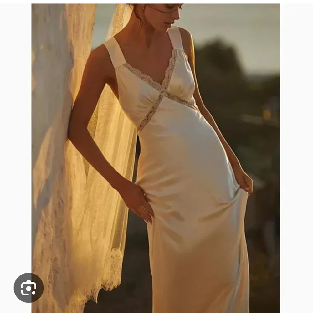 Reformation Chania Cream Silk Dress
